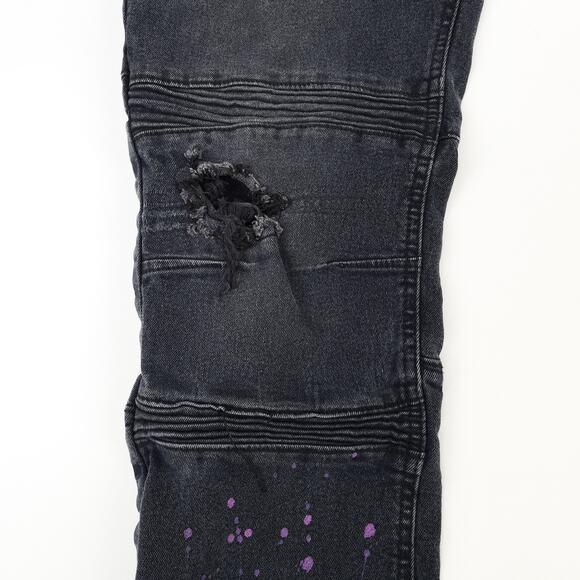 Demolition Jeans Mens 36x32 Splattered Distressed Moto Denim Black - Picture 12 of 15